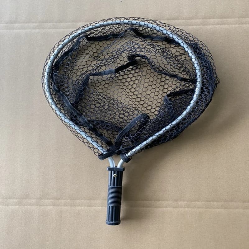Guadino da pesca con manico corto da 47 cm Rete da pesca in lega di alluminio Maglia portatile Trou Strumenti per la pesca con rete a mano per carpa e pesce gatto
