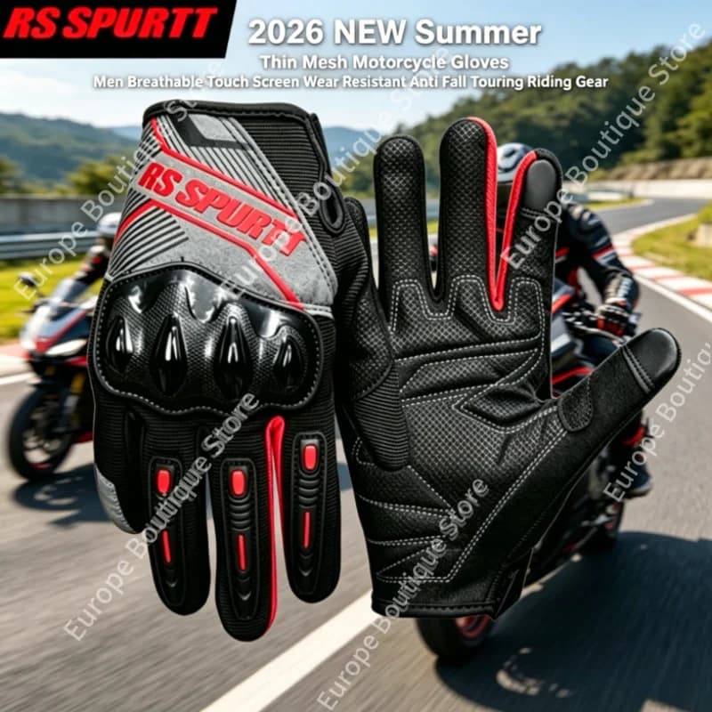 NUOVI Guanti da Moto Unisex Estivi 2026 in Rete Sottile, Traspiranti, Touch Screen, Resistenti all'Usura e Anti-Caduta per Touring e Guida
