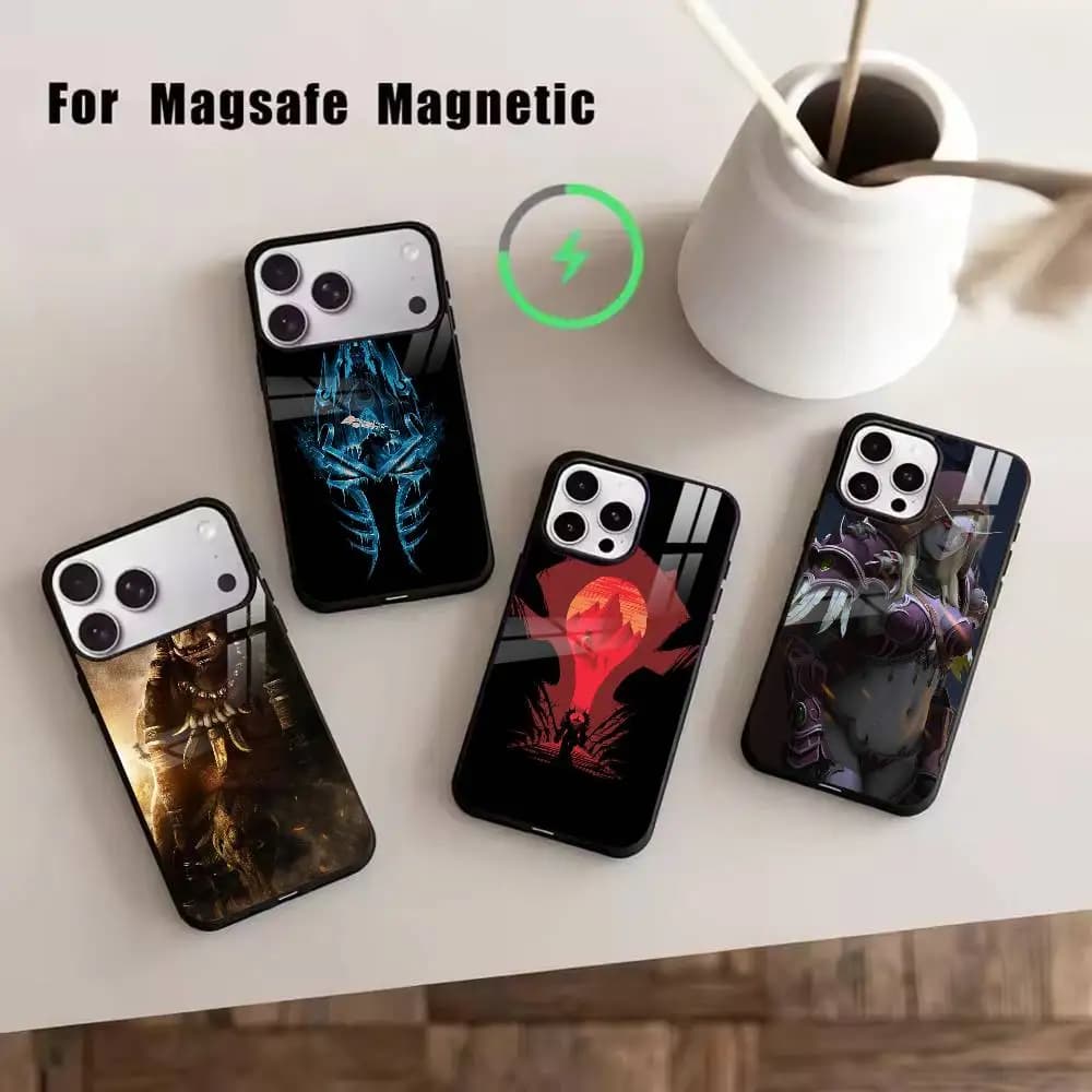 Custodia per telefono Game-W-World of W-Warcraft per iPhone 17, 16, 15, 14, 13, 12, 11 Plus, Pro, magnetica per ricarica wireless MagSafe