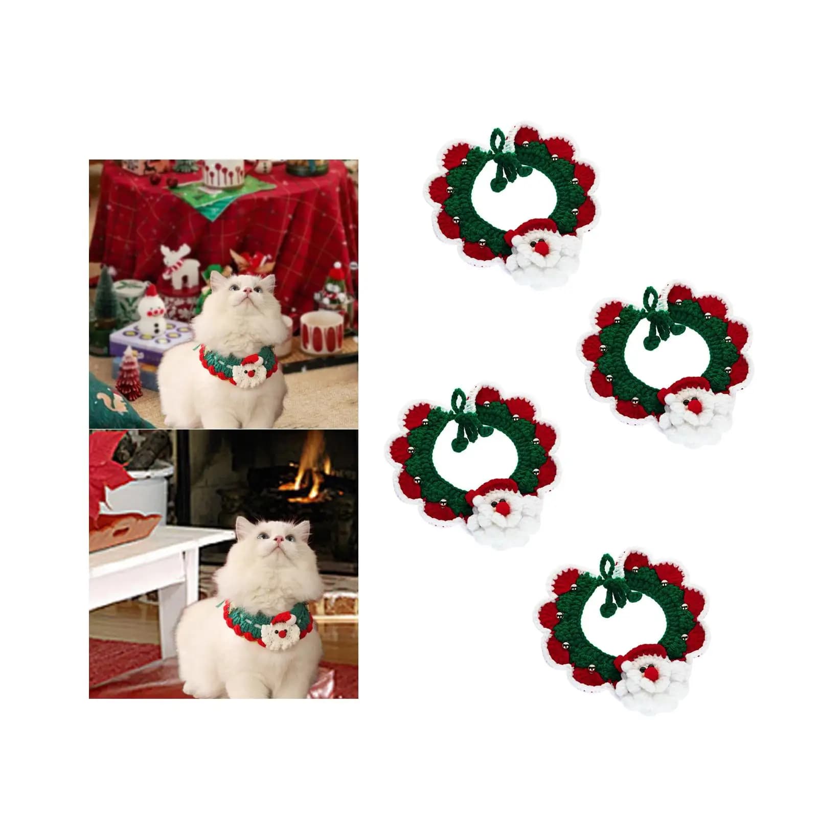Bavaglino lavorato a maglia Collare per gatti Collana decorativa per cravatte Regalo regolabile Gatto Natale Colletto lavorato a maglia Sciarpa Collana per gattino Sciarpa