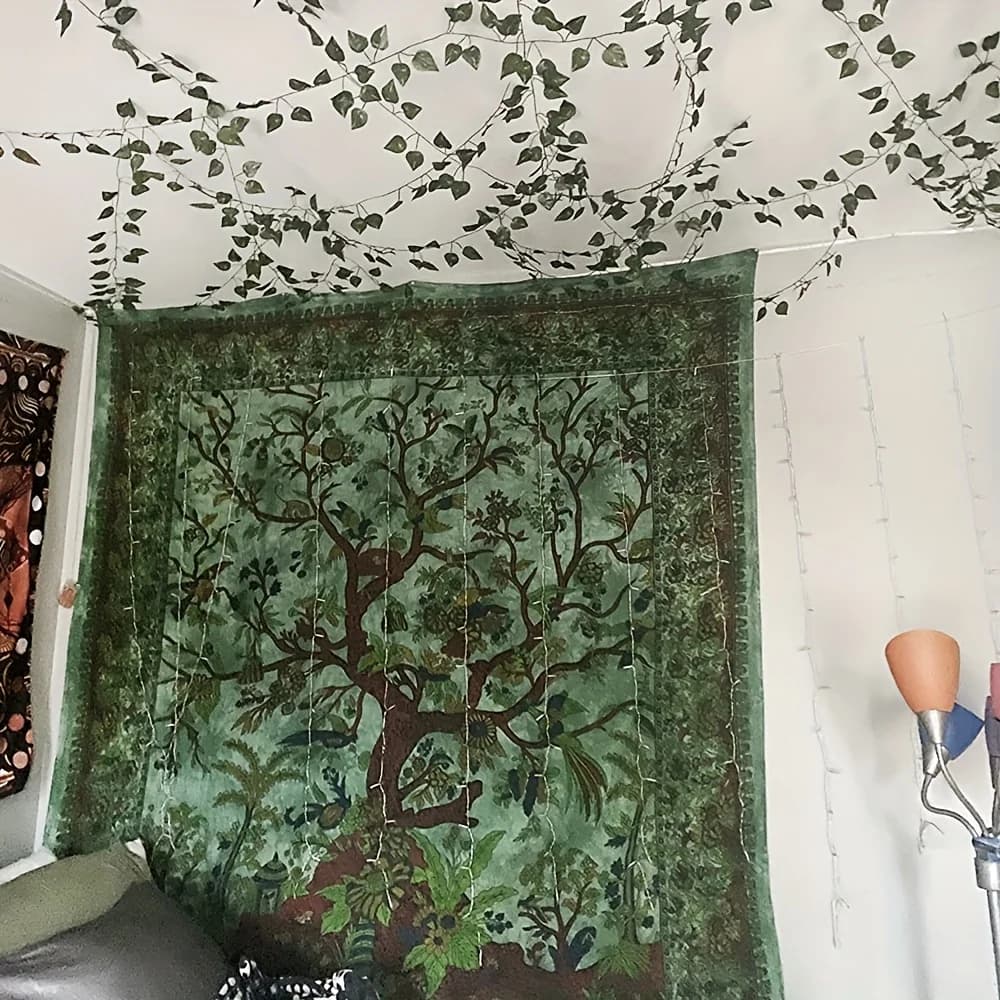 Tree Of Life Blacklight Wall Tapestry Polyester Decor For Living Room Bedroom Office Home Party Decor With Free Installation Kit