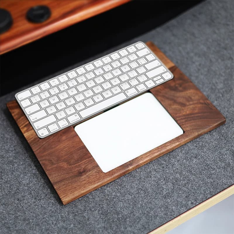 Trackpad e supporto per tastiera in legno di noce Base per trackpad 2 in 1 Supporto per cuscino per poggiapolsi Organizzatore versatile per accessori Apple