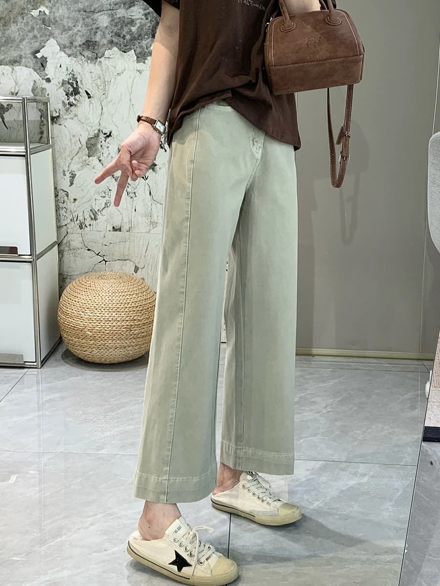 High Waist Straight Leg Stretchy Denim Jeans Women's Spring Summer New Four Sided Elastic Double Side Line Skinny Pants