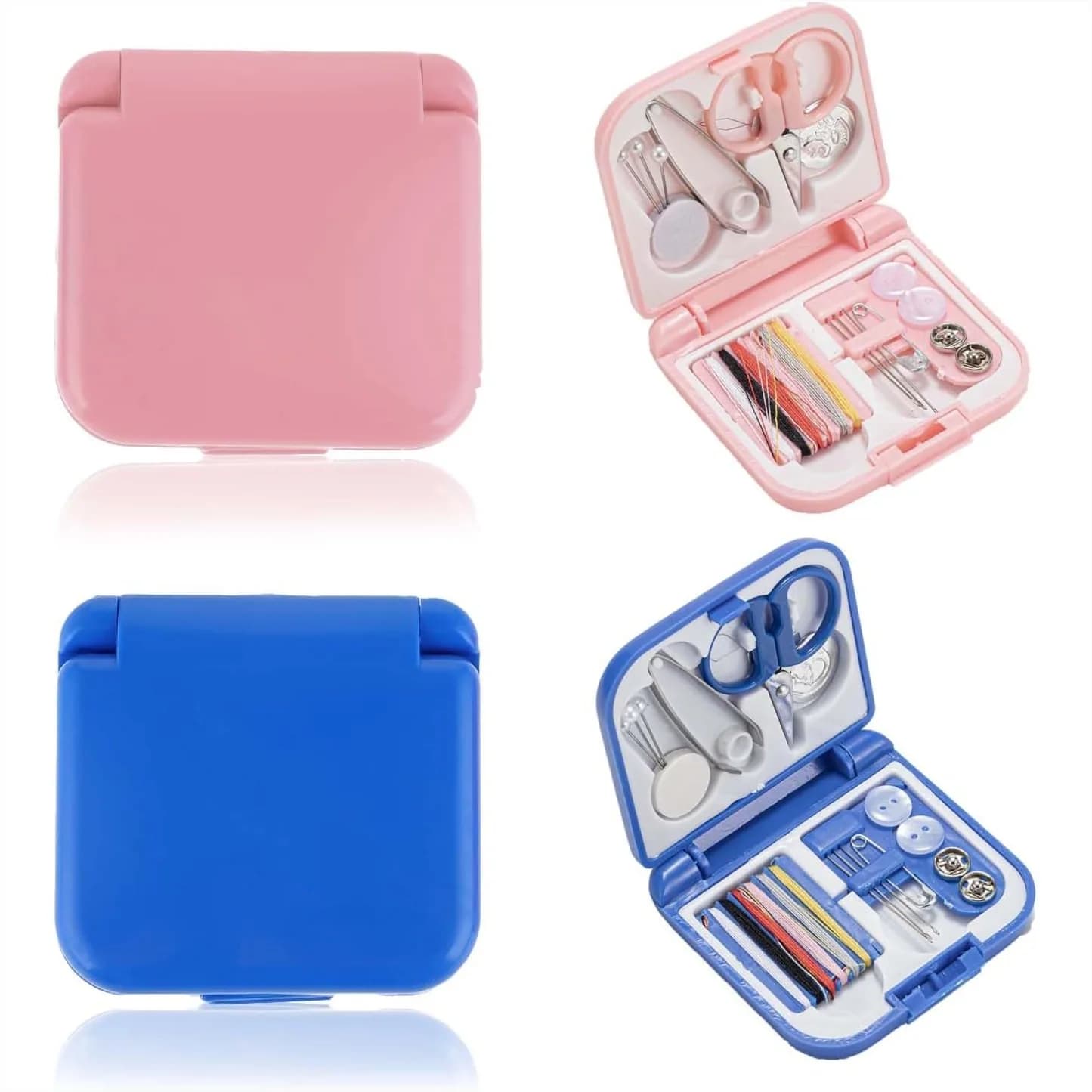 Mini Kit da Cucito da Viaggio (2 Pezzi), Set Portatile di Emergenza con Aghi, Filo, Forbici e Infilafilo per Donne, Mamme