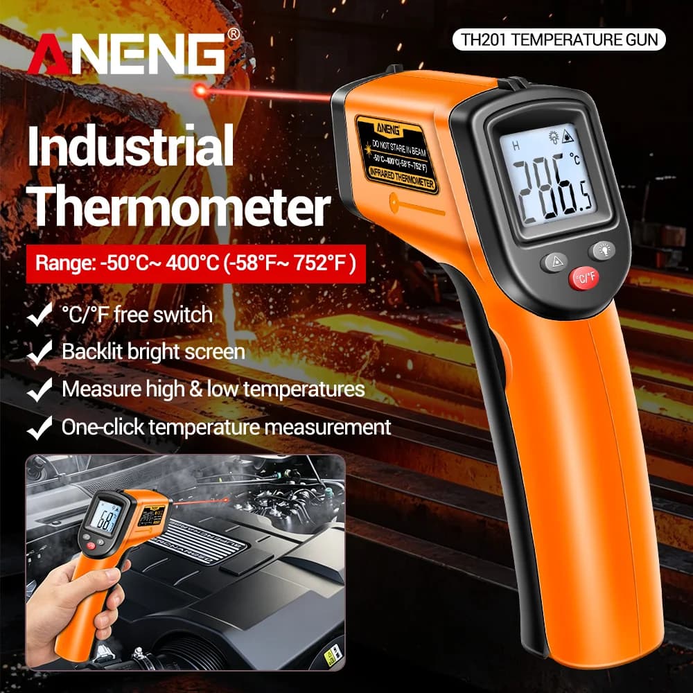 ANENG TH201 Infrared Thermometer Without Contact -50~400°C °C Industrial Digital Thermometer / Home for Temperature Detection