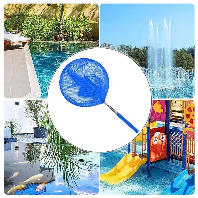Rete per la pulizia della piscina Rete per stagno in acciaio inossidabile per foglie e spazzatura Rete per skimmer Reti da pesca telescopiche Accessori per detriti
