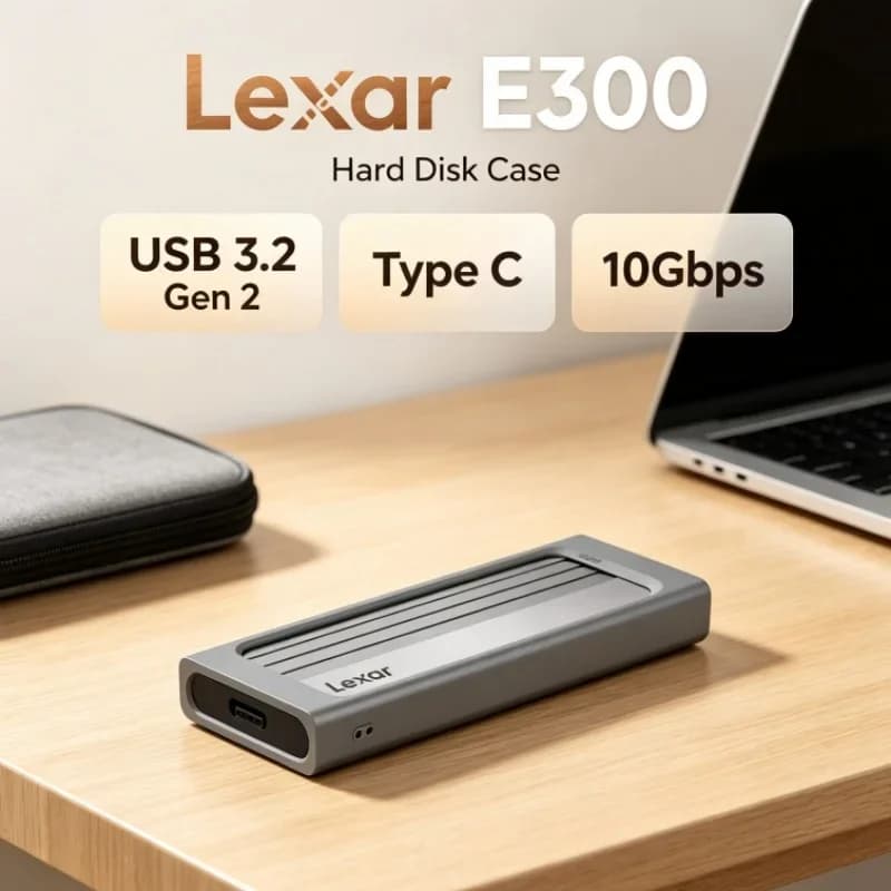 Lexar E300 External Hard Disk Case Mobile M.2 NVMe SSD Enclosure USB 3.2 Gen 2 Type C for 2230/2242/2260/2280 SSD