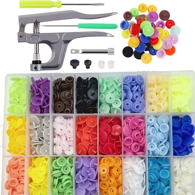 Set di 384 fermagli in resina AB33-T5 con scatola portaoggetti, kit di bottoni in plastica per cucito fai da te, abbigliamento, clip per artigianato