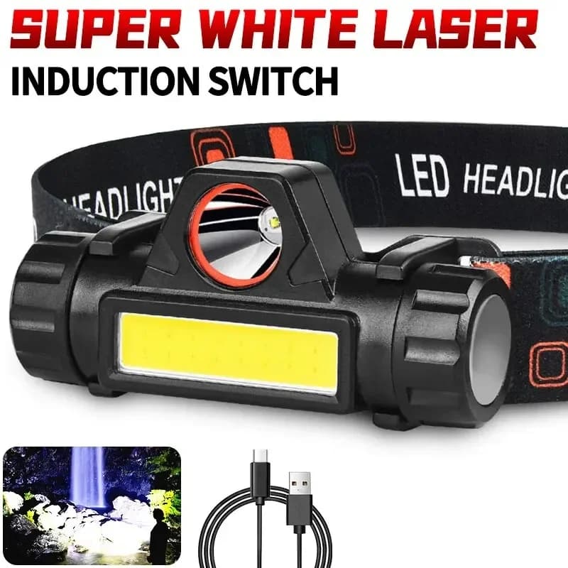 Outdoor headlights with long life battery and strong light Magnetic torch mounted on the charging head for night fishing LED