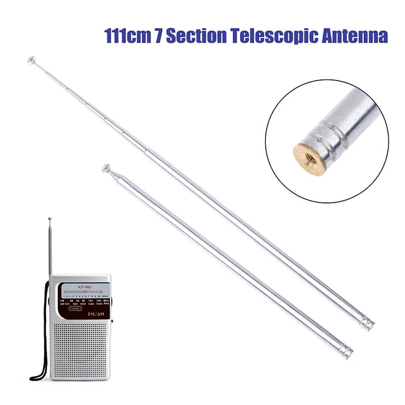 Antenna telescopica universale M3 a 7 sezioni, canale intero in metallo da 111 cm, antenna radio Am FM