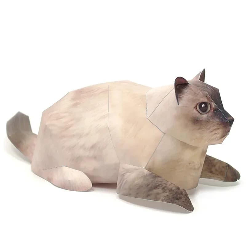 Himalayan Cat Origami Art Paper Model Realistic Animal Mini Cute Folding 3D Papercraft DIY Kids Adult Handmade Craft Toys WE-025