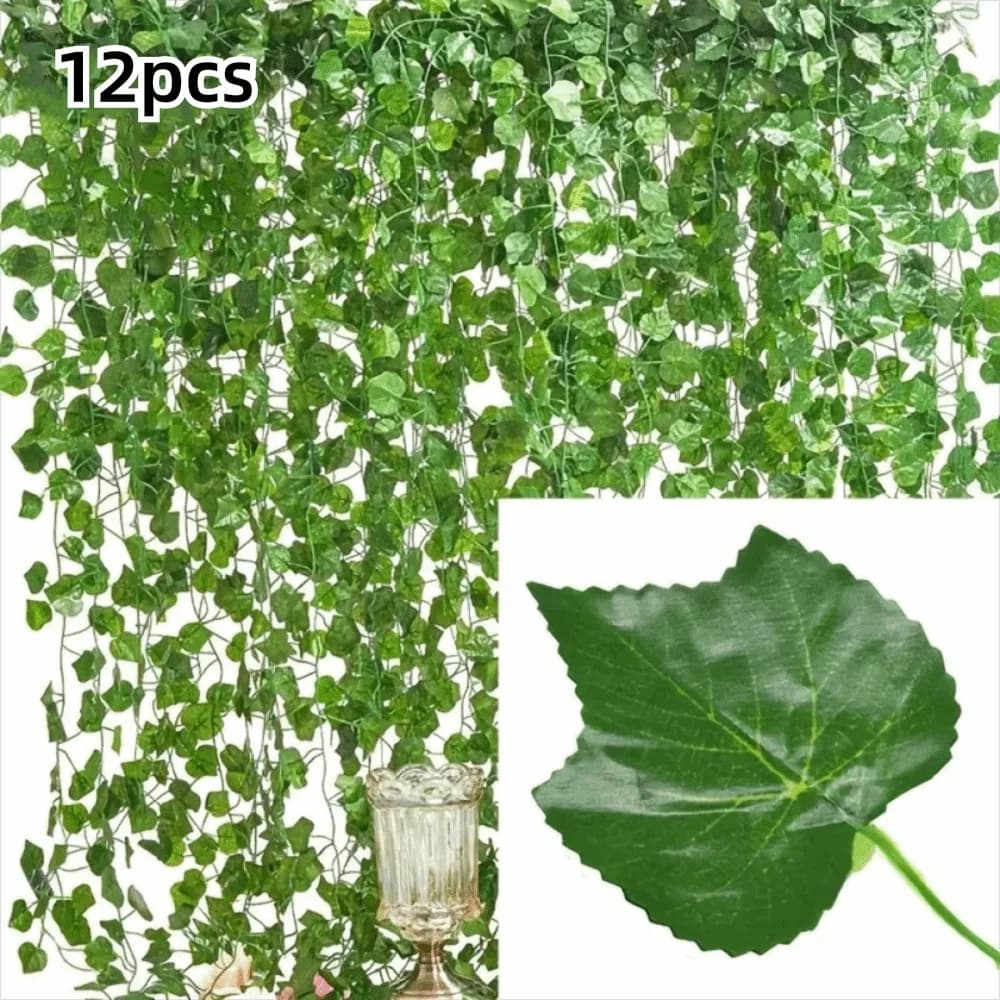 12PCS Artificial Ivy Garland Green Color 2.2 meters Fake Plant Creeper Outdoor Use DIY Structure Artificial Plant Garland