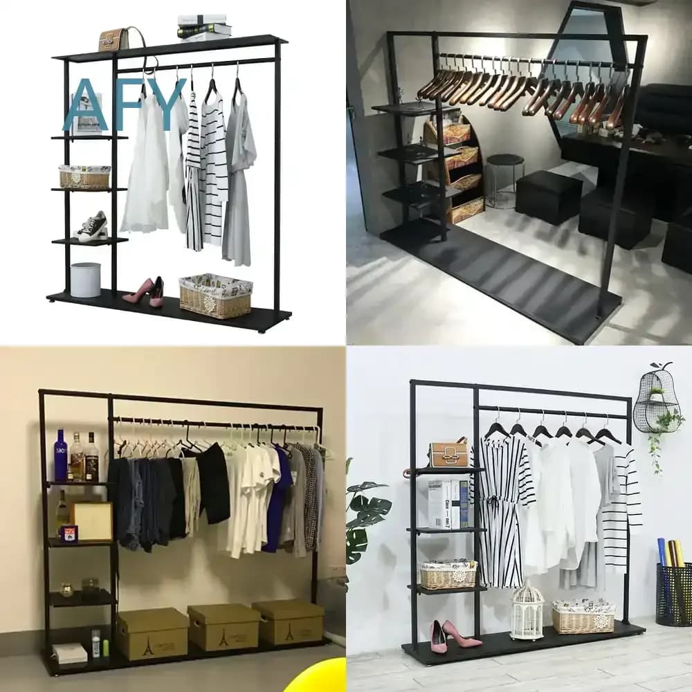 Clothing Store Display Rack for Floor to Ceiling Use Wrought Iron Hanger Nakajima Shelf Simple Coat Rack Clothes Rack Bedroom