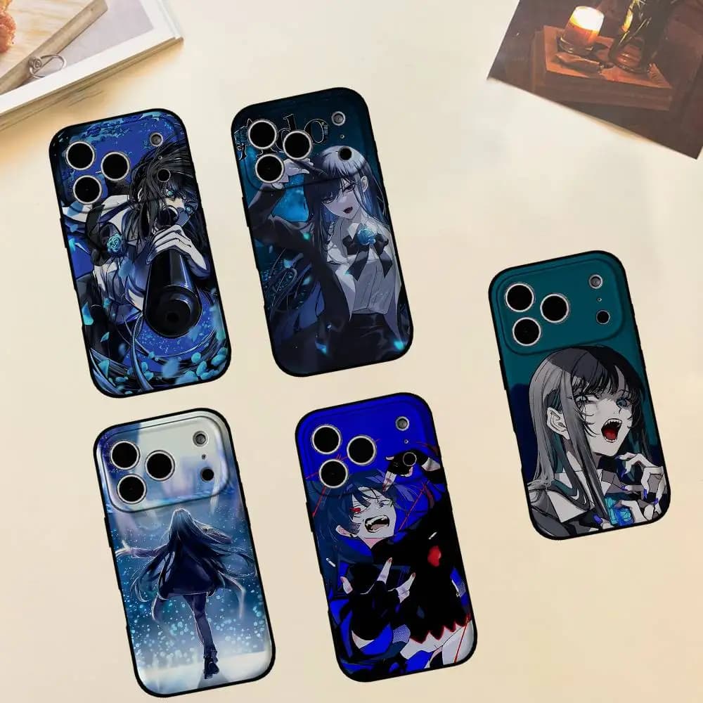 Cover per iPhone Ado Japanese Singer in silicone nero per modelli 17, 16, 15, 14, 13 Pro Max, 11, 12 Mini, X, Xs, XR
