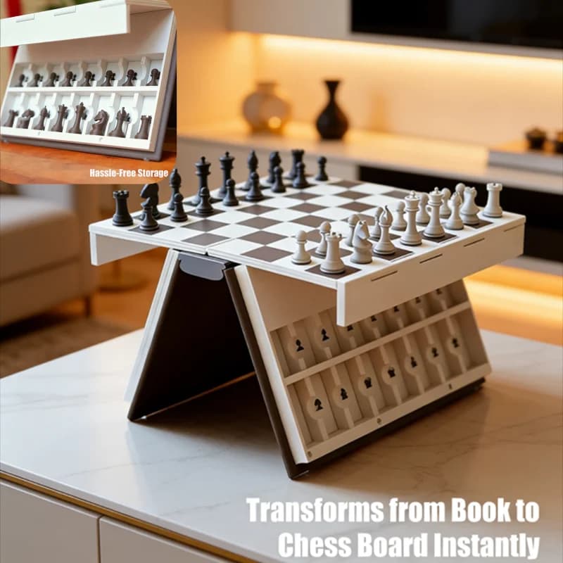 Regalo Unico per Amanti degli Scacchi: Set di Scacchi con Design a Libro Stampato in 3D, Scacchiera Pieghevole, Gioco Discreto e Portatile per Viaggi e Casa