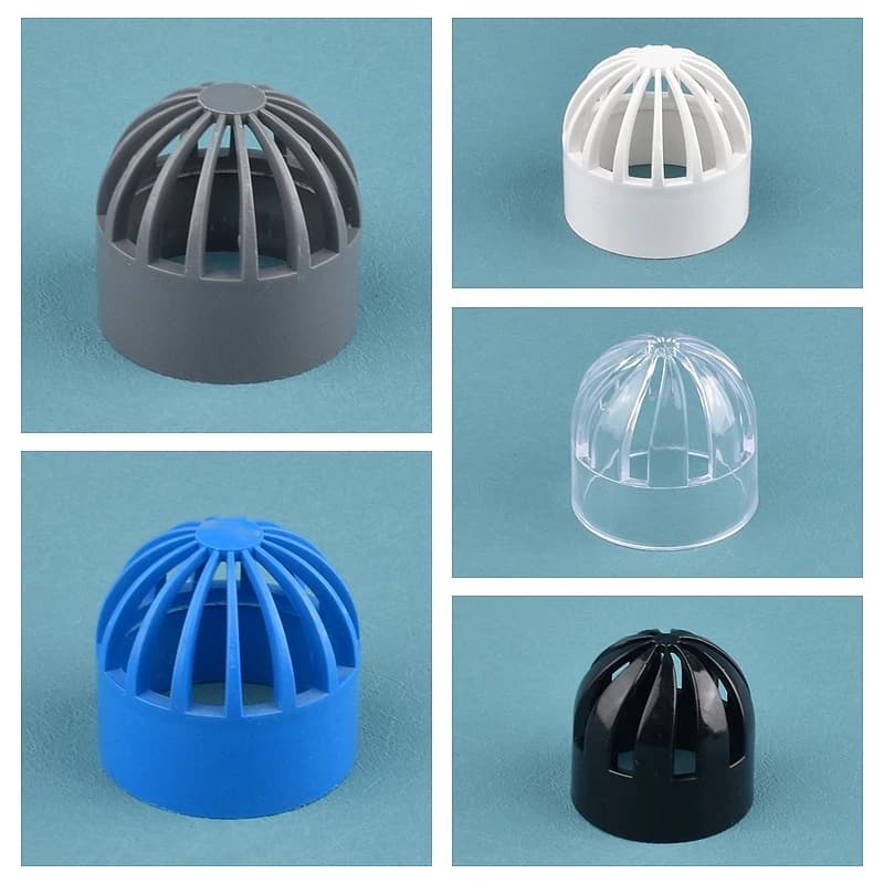 20~50mm Grey/White/Blue/Black PVC Breathable Cap Aquarium Permeable Screen Filter Isolation Screen Drain Pipe Pervious Cap