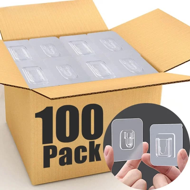 Ganci Adesivi Bifacciali Trasparenti a Ventosa Potenti per Parete, Ganci Appendiabiti, Supporti per Prese e Spine per Cucina e Bagno