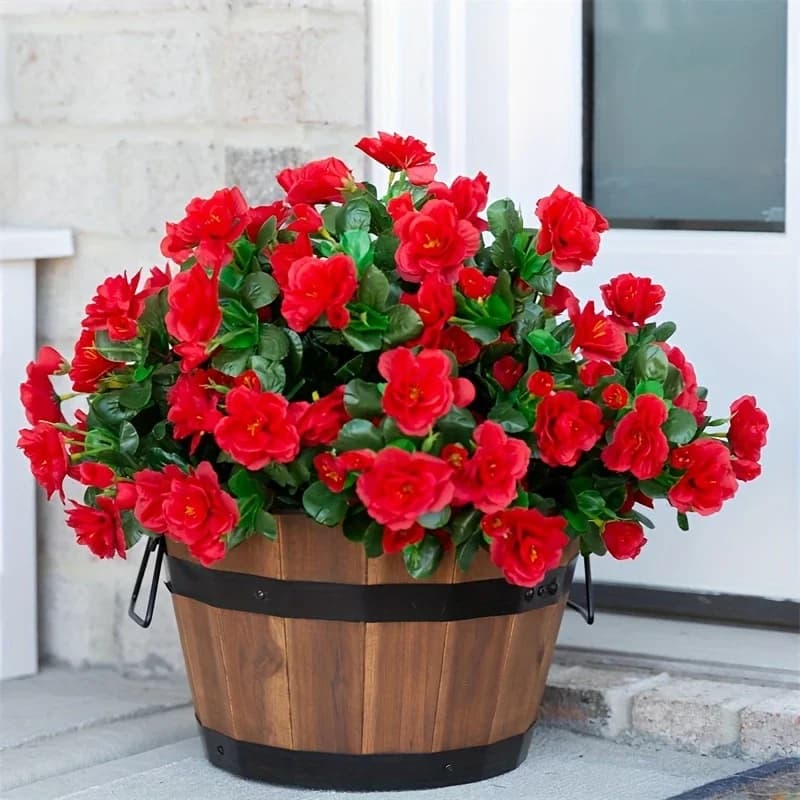 Autunno all'aperto Azalea rossa artificiale Fiori di alta qualità Cespugli Decorazione resistente ai raggi UV Fiori finti Decorazioni per la casa Piccoli per il giardino