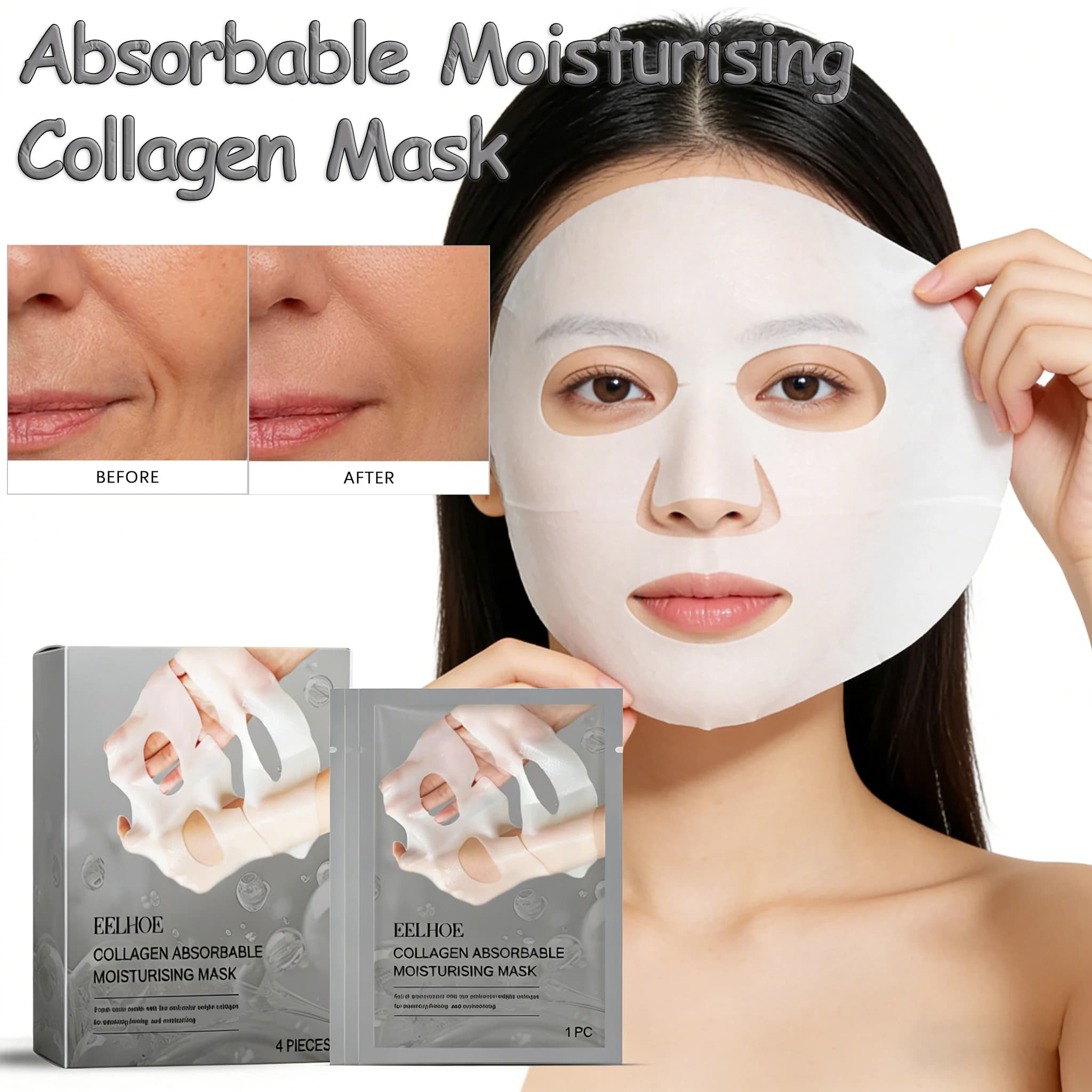 Maschera viso idratante al collagene illumina il tono della pelle e rassoda la pelle, maschera viso idratante riparatrice per idratazione profonda notturna