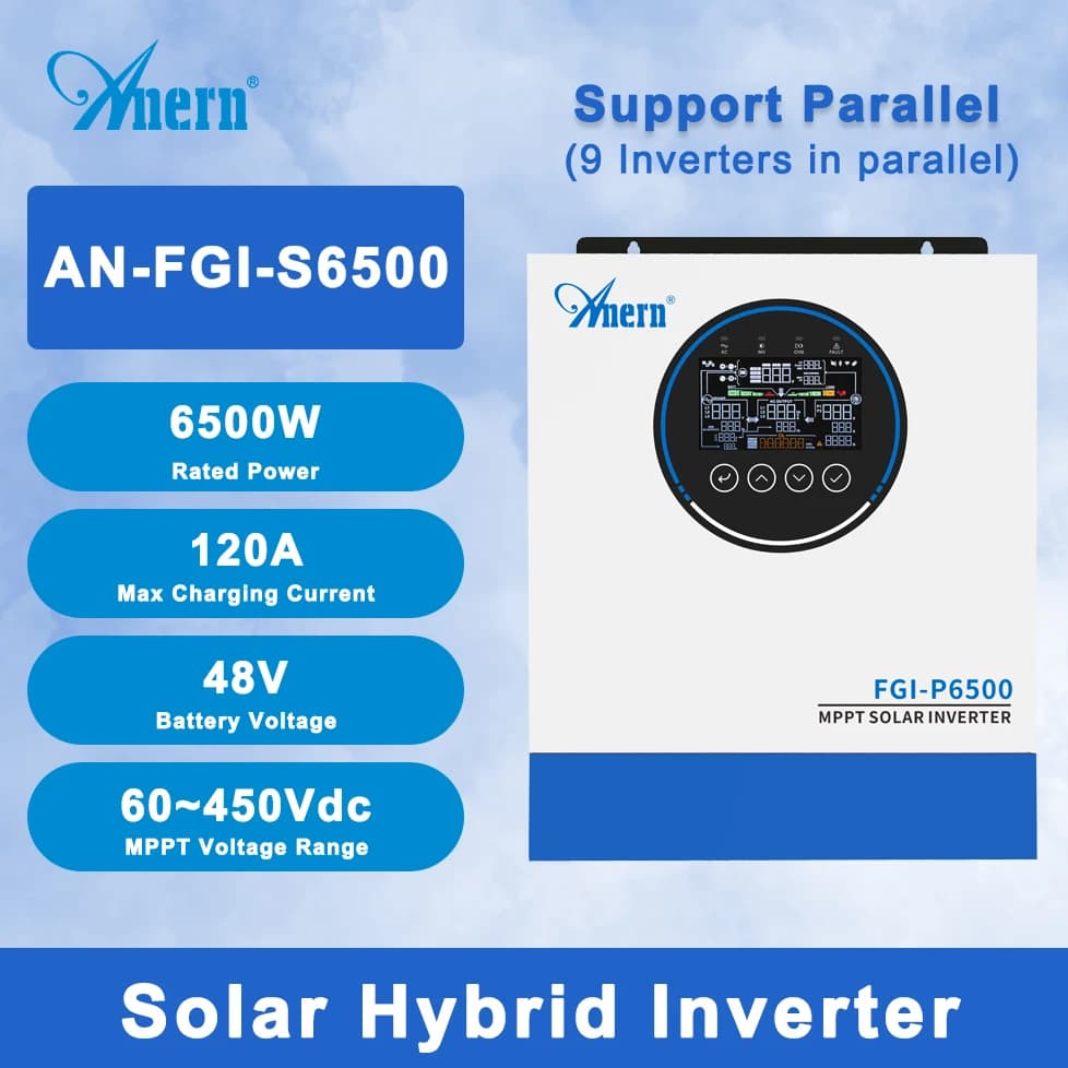Convertitori da 6,5KW Convertitore ibrido solare ibrido 48V Parallelo Off Grid Onda sinusoidale pura MPPT 6500W Caricatore solare per pannello solare fotovoltaico