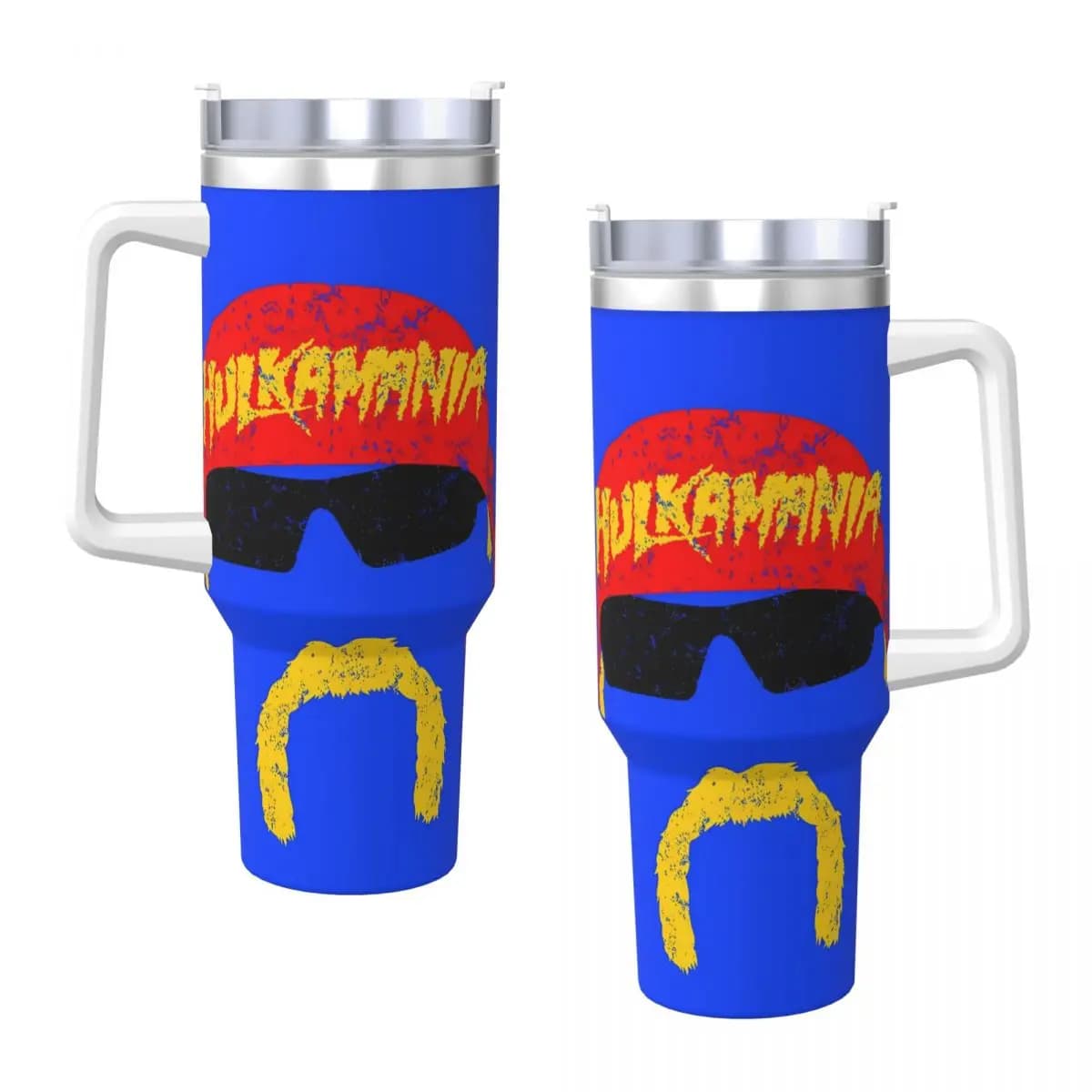 Hulk Hogan American Pro Wrestling Legend Bicchiere in acciaio inossidabile con cannucce e coperchio Tazze per auto di grandi dimensioni Bottiglia d'acqua per bevande calde