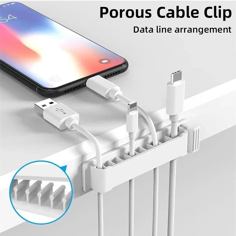 Clip Organizzatore Cavi Multiuso con Fori, Avvolgicavo, Gestione Cavi, Supporto Caricatore USB per Mouse, Tastiera, Protezione Auto