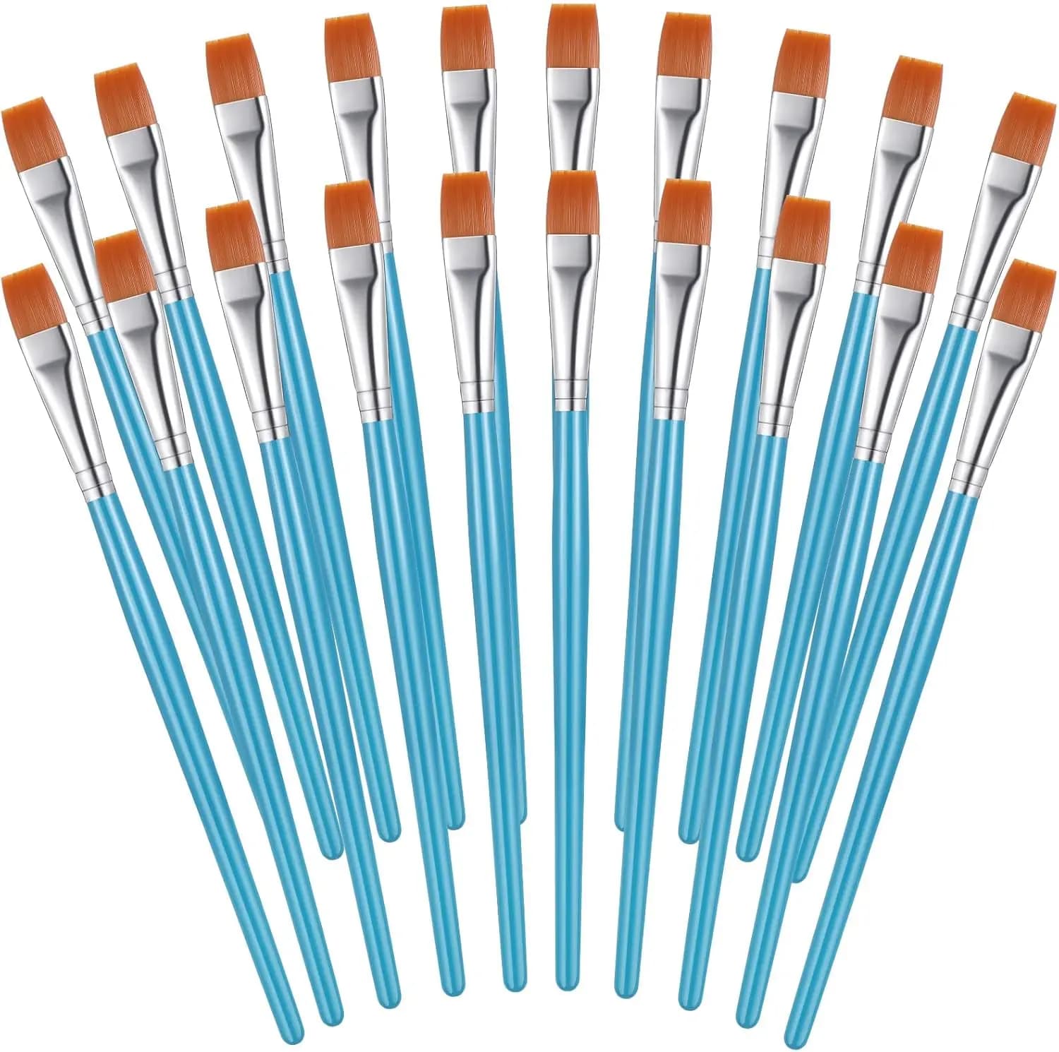 20 Flat Paint Brushes for Acrylic Watercolor Oil Painting, Small Craft Brushes Bulk for Adults Kids, 1/2 Inch Blue