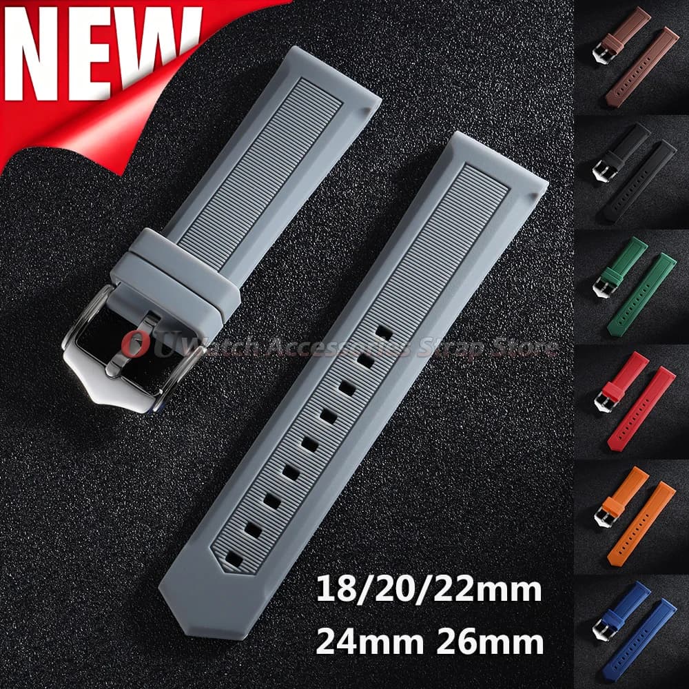 18mm 20mm 22mm 24mm 26mm Silicone Watch Band for Omega for Seiko Watch Strap Universal Men Women Waterproofing Rubber Wristband