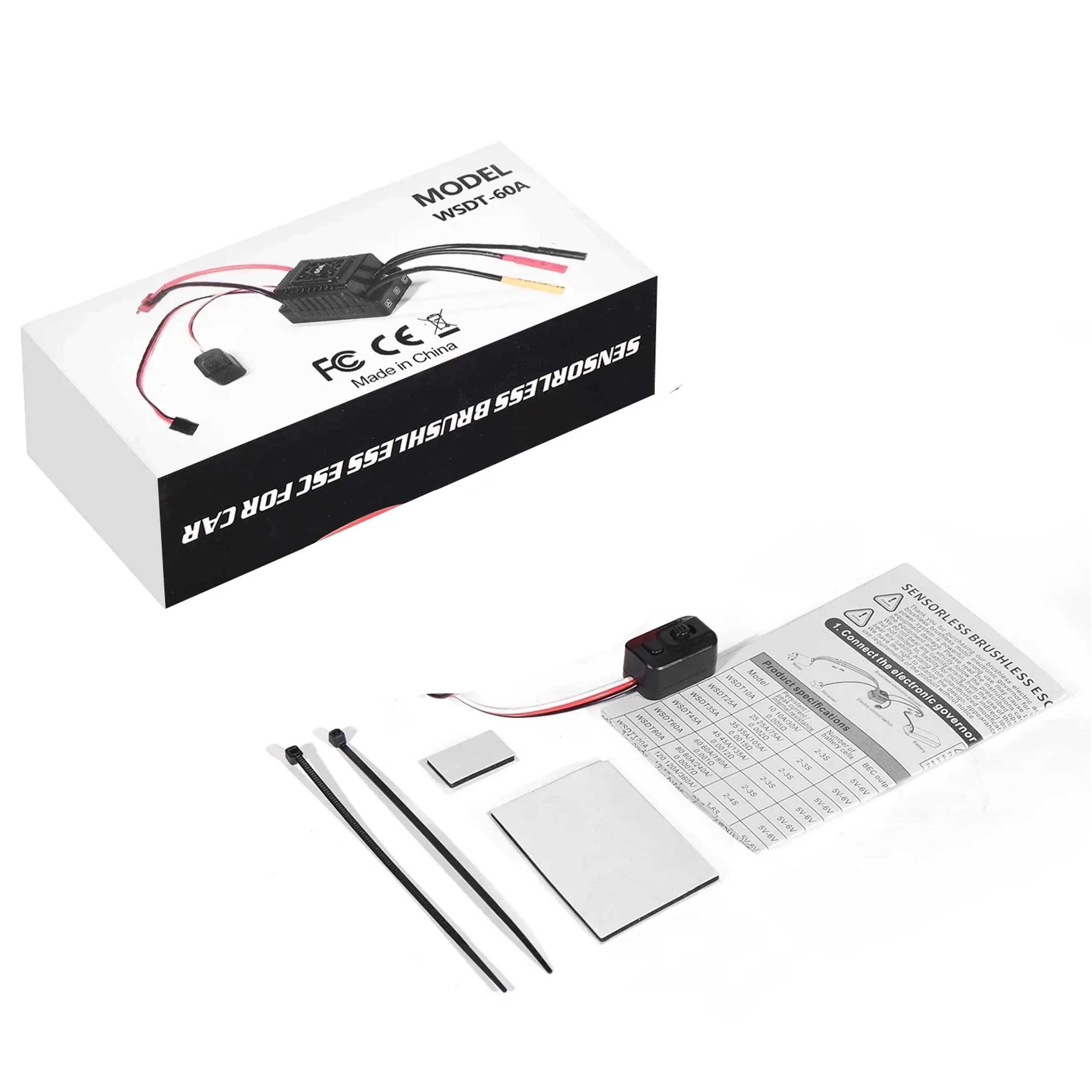 NEEBRC 45A 60A ESC Brushless Impermeabile Antipolvere T/XT60 2-3S per Auto RC 1/10 Crawler Monster Buggy Fuoristrada Stradale Wltoys WPL