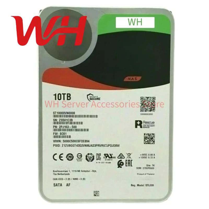 Disco Rigido Interno Seagate IronWolf ST10000VN0008 NAS da 3.5" 10TB 7200RPM 256MB SATA 3.0 per Desktop