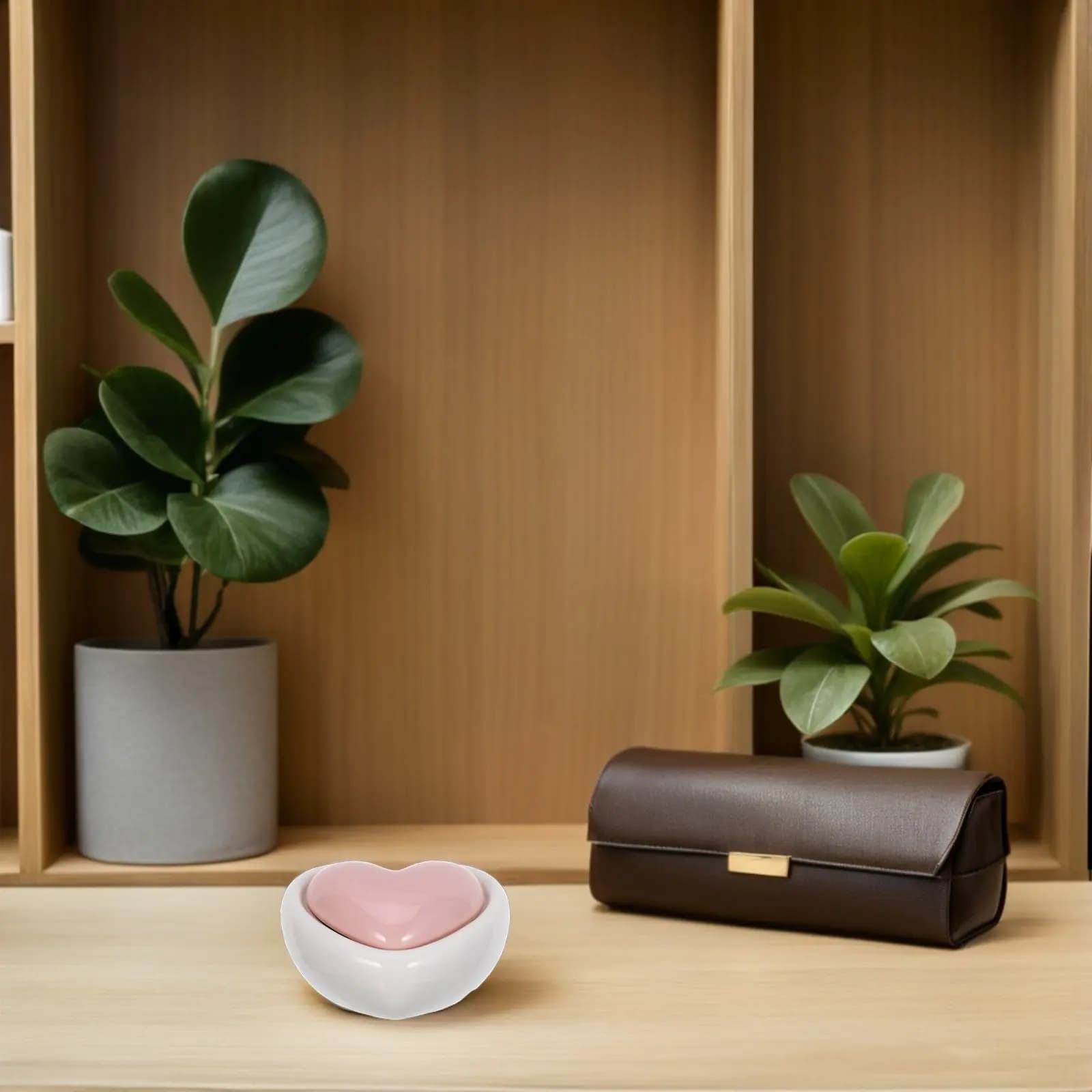 Pink Ceramic Heart Jewelry Box Small Trinket Tray Lid Jewelry Storage Organizer Rings Earrings Necklaces Bracelet for Women Home