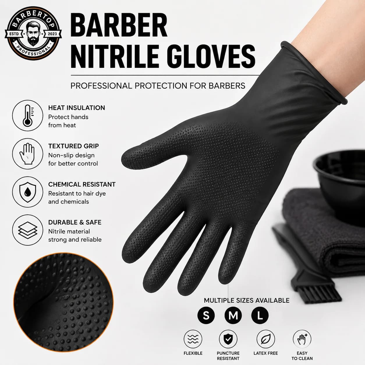 Heat-resistant gloves for hairdresser, barber hair plate, permanent gloves, DIY hair styling tools, anti-slip hair dye gloves