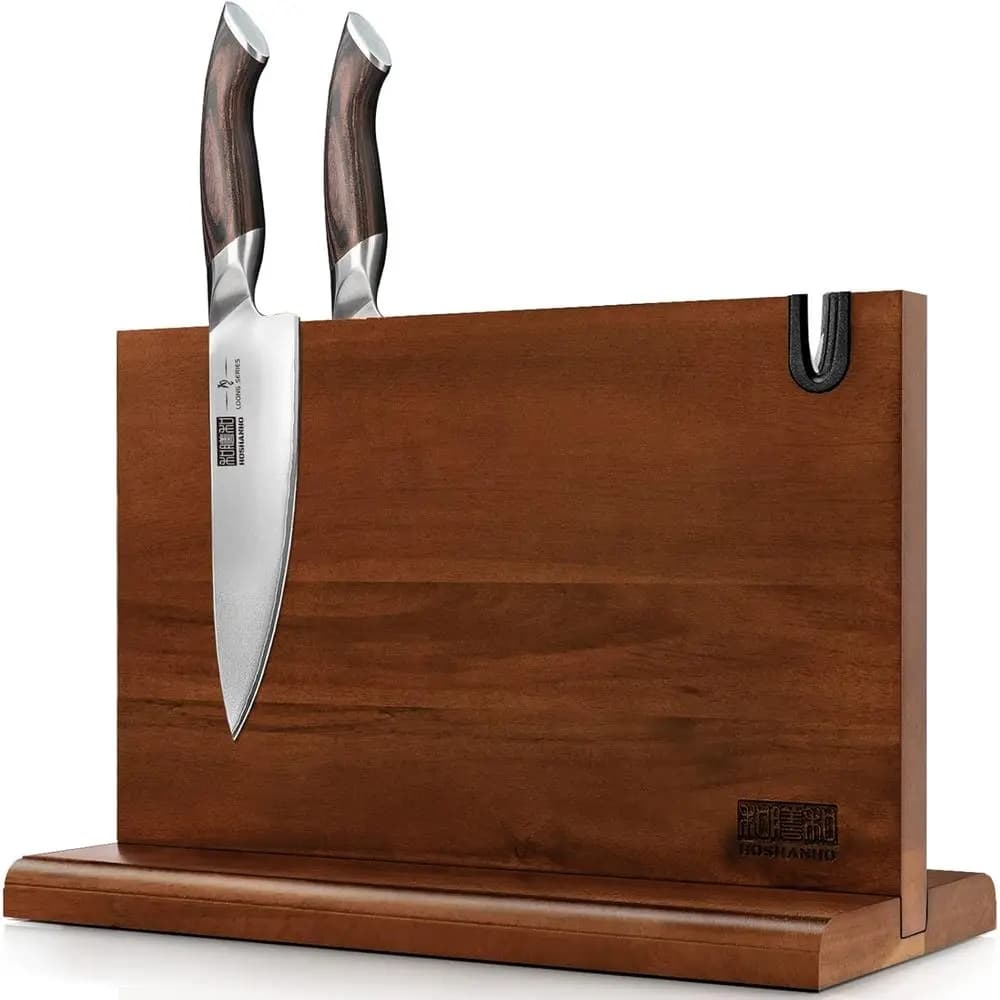 Supporto Magnetico per Coltelli 14 x 10 Pollici, Portacoltelli Magnetico Bifacciale per Cucina o Bancone, Porta Coltelli Magnetico in Legno di Acacia