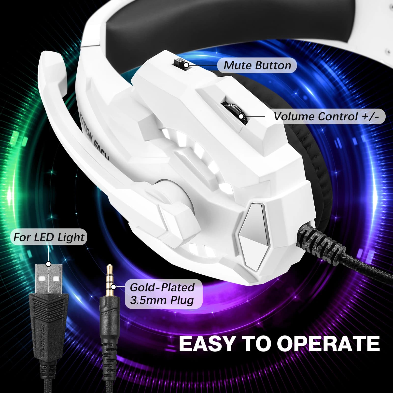G9000 pro Wired Gaming Headset Noise Cancelling Mic LED Light Stereo Sound Compatible with PS4 PC Xbox One Switch PS5 Controller