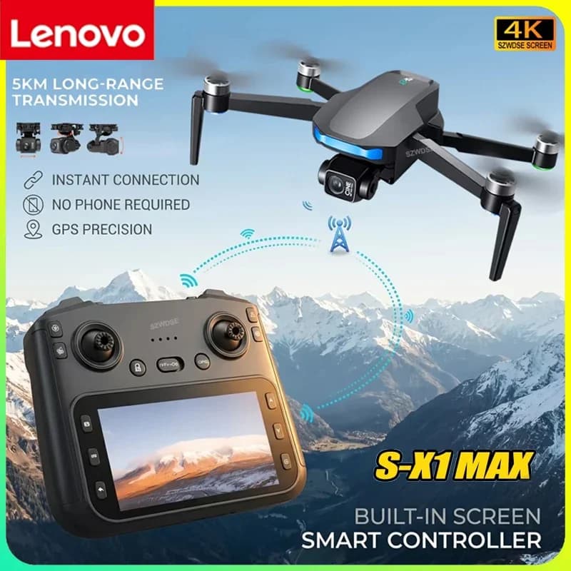 Lenovo S-X1 GPS Drone 4K Camera 3-axis Gimbal Brushless Foldable Drone Large Screen Remote Control Aerial Photography Quadcopter