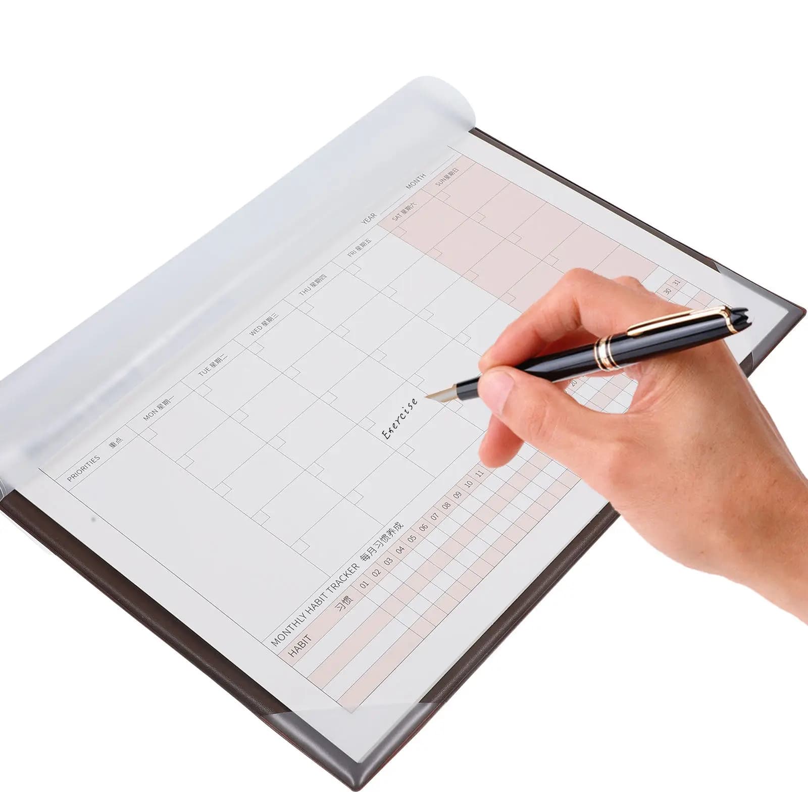 Fogli di calendario vuoti, agenda, blocco note, agenda giornaliera e mensile, quaderno in PVC e materiale kraft, design elegante e semplice, regalo per l'ufficio