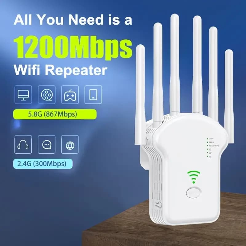 Estensore WiFi 5Ghz 2.4G Amplificatore WIFI wireless a lungo raggio 1200Mbps 300Mbps Amplificatore Wi-Fi 802.11N Ripetitore di segnale Wi-Fi