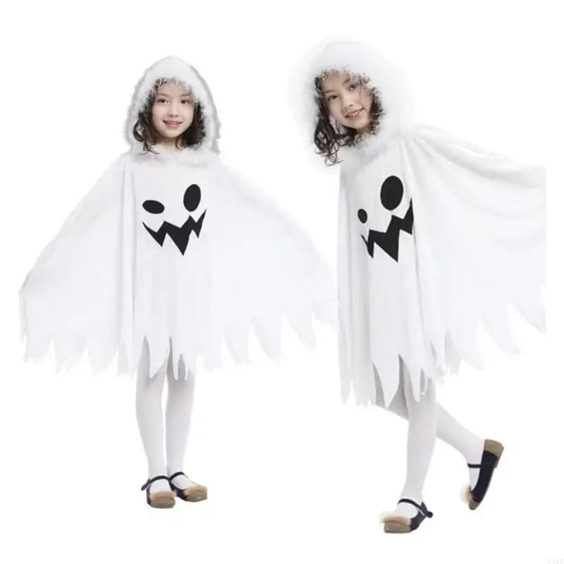 Q0KE Ragazze carine Mantelli Halloween Costume da elfo Mantello con cappuccio Mantelli Party Dress Up Bambini Mantelli