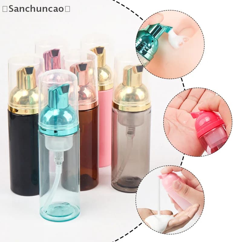 Sanṁ1pcs 60ml Pompa di Schiuma Bottiglia di Shampoo per Ciglia Bottiglie Pompa di Schiuma da Viaggio Bottiglia Vuota di Plastica Riutilizzabile Dispenser di Sapone Riutilizzabile
