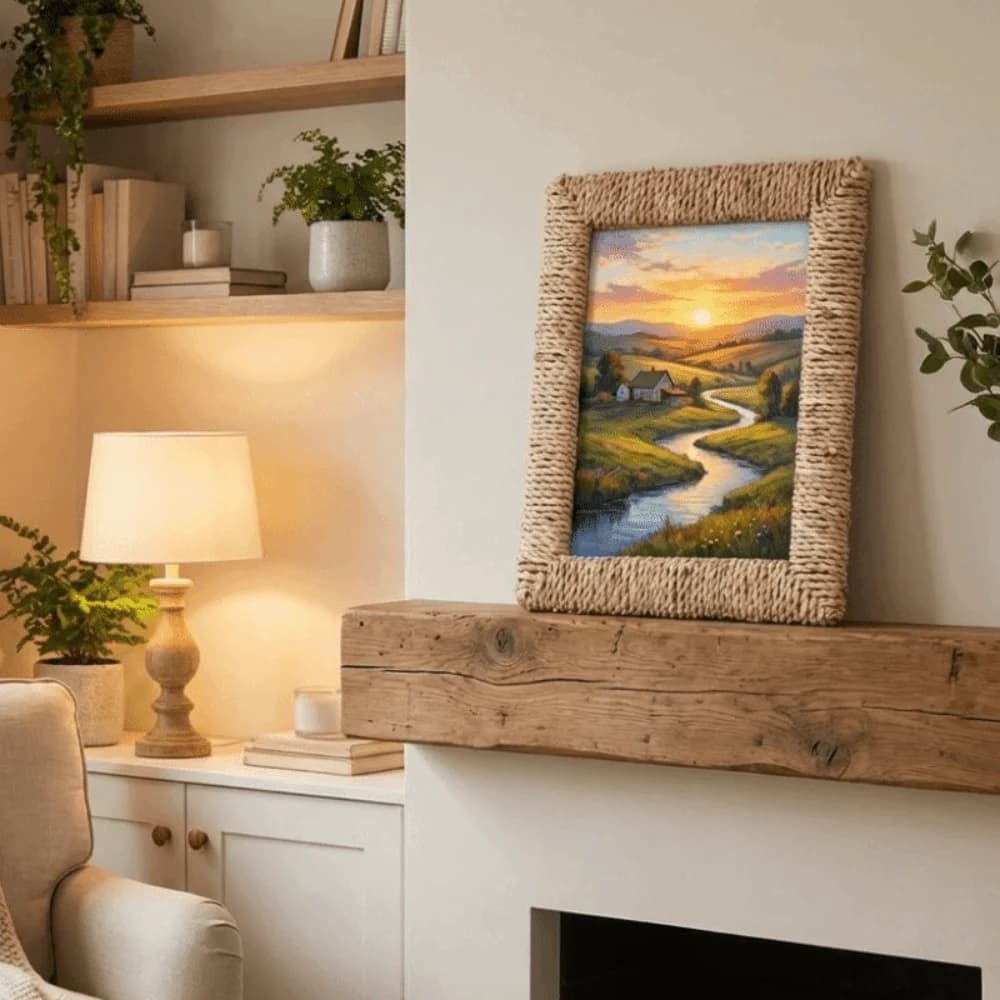 Cornice per foto rustica intrecciata, realizzata a mano, facile da installare, cornice per foto da tavolo, cornice per foto naturale unica, ornamenti per feste di compleanno