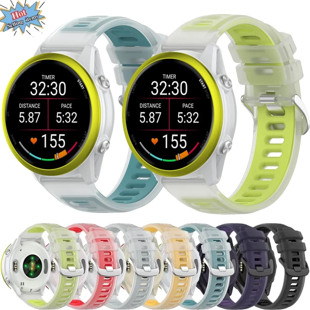 Jelly Color Silicone Strap for Garmin Forerunner 570 47mm 42mm/970/55/265 Semi-Transparent Band for Vivoactive 6-5/Active 6 Belt