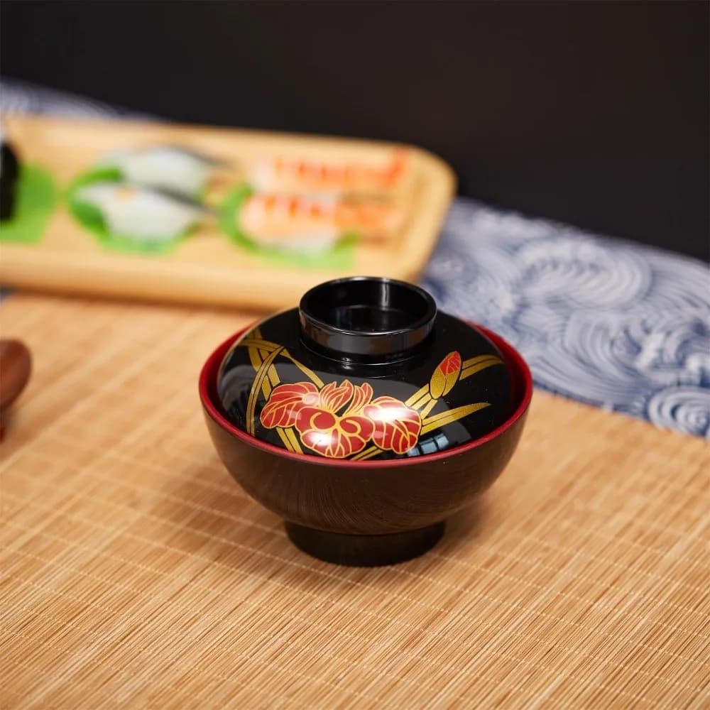 New With Lid Miso Soup Bowl Double Color Soup Container Soup Bowl with Lid Maple Leaf Japanese Rice Bowl Dining Accessories