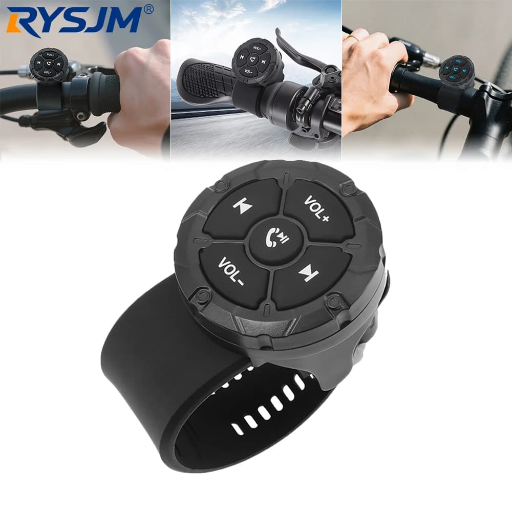 Universal 5 Key Wireless Remote Control Bluetooth-compatible Media Controller For Motorcycle Helmet Earphone Bike Steering Wheel