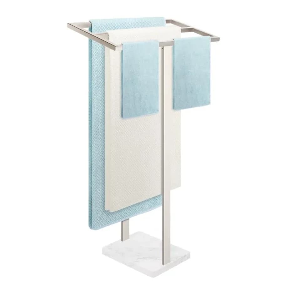 Portasciugamani da terra, in acciaio inossidabile 304, a 2 livelli, con base in marmo pesante, elegante portasciugamani da pavimento per bagno