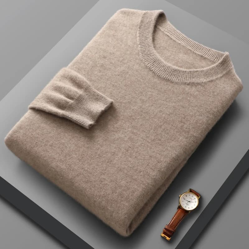 Maglione di lana merino al 100% da uomo girocollo lavorato a maglia con cappuccio primavera autunno nuovo maglione di cashmere simile abbigliamento da uomo di base versatile