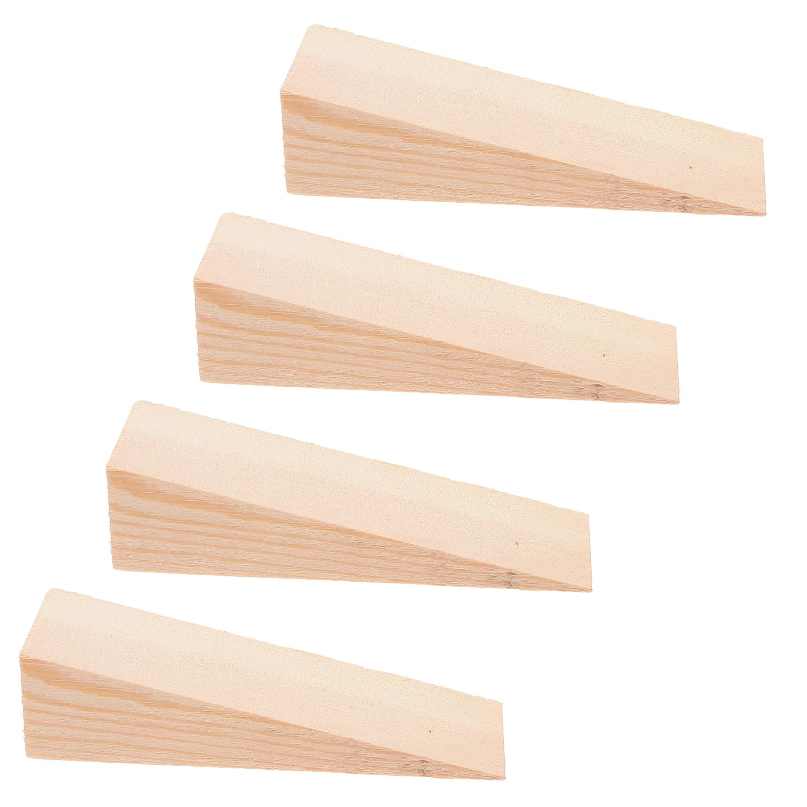 4pcs Wood Blocks Triangular Wedge Door Stopper Smooth Finish Versatile Application Wooden Nails Bottom Padding Tool Parts