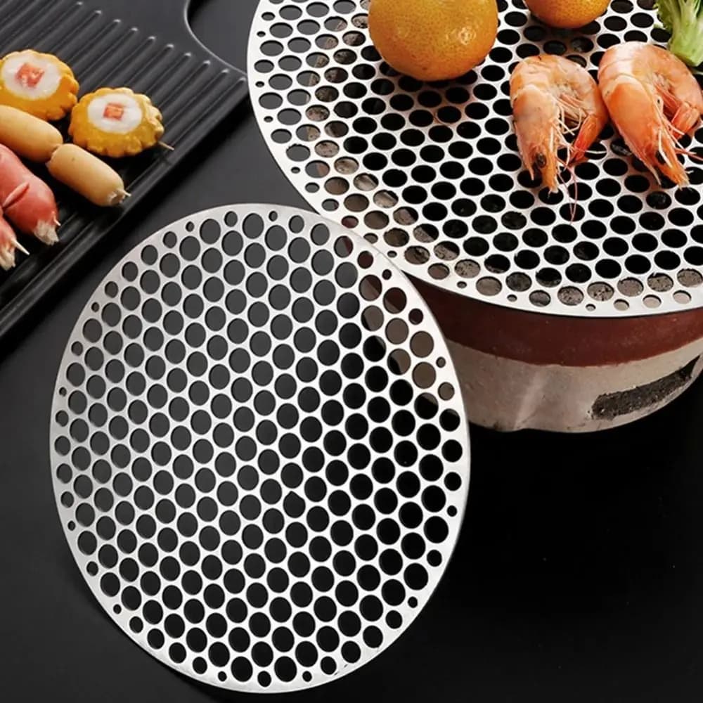 Simple Stainless Steel Barbecue Net Round Food Grade BBQ Mesh Grate Non-Stick 18-30cm BBQ Charcoal Food Rack Cooking