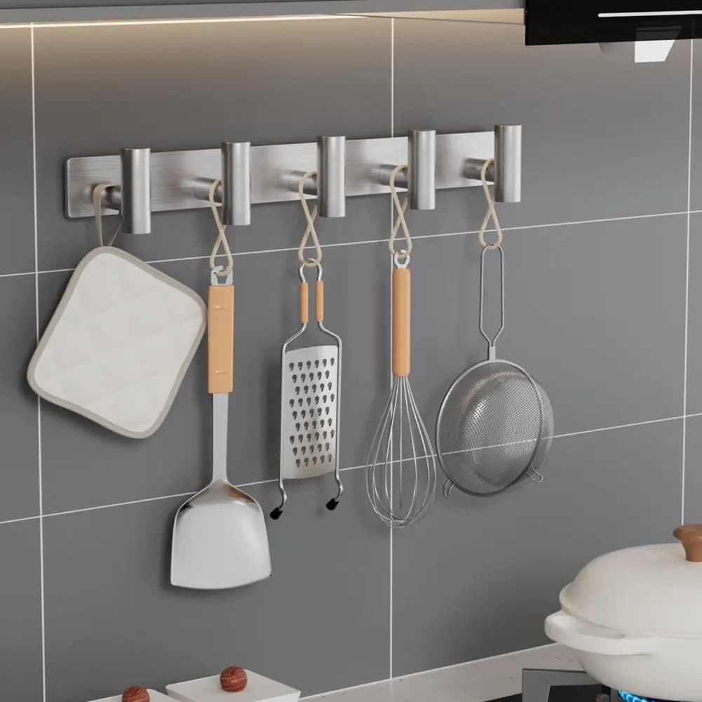 Gancio in acciaio inossidabile Appendiabiti autoadesivo resistente e portante per accappatoi da bagno Gancio di stoccaggio antiruggine con semplice