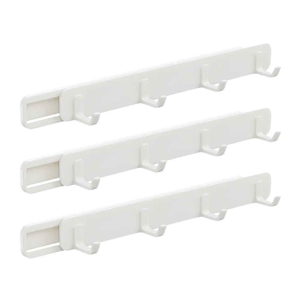 3Pcs Slide Rail Coat Hook Retractable Sliding Hooks for Clothes Hats Towels Pull Out Hanger Rack Space Saving Adhesive Wall