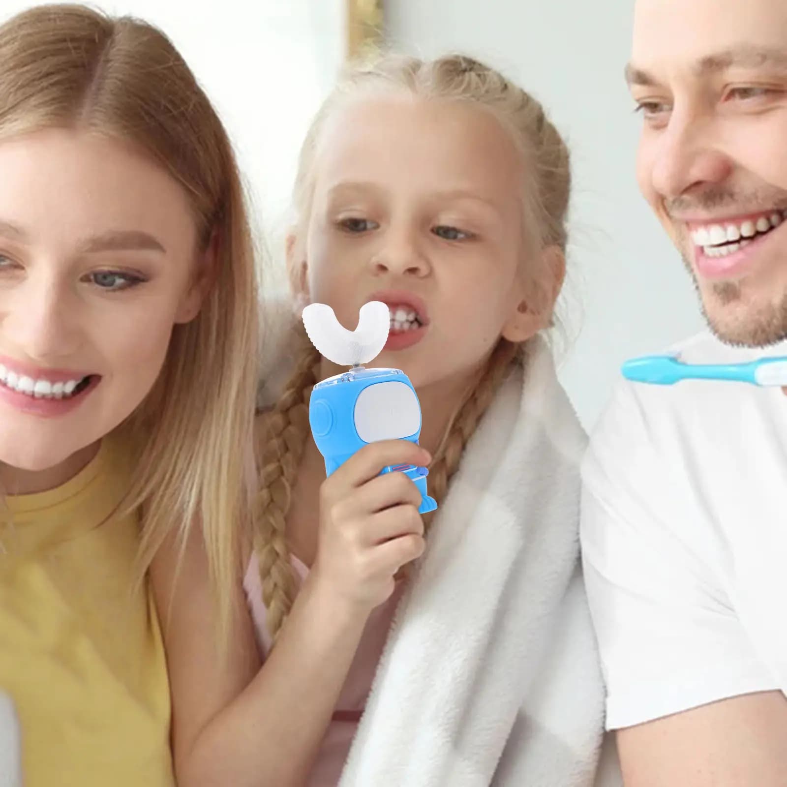 3 children's electric toothbrush heads, U-shaped, food silicone, baby teeth cleaning spare, soft bristles, comfortable